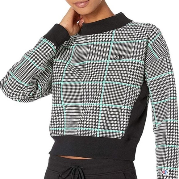 Champion Crop Houndstooth Sweatshirt Size XS - Picture 1 of 16